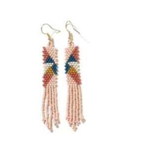 Very gently used Ink + Alloy Emma Angles Beaded Fringe Earrings Blush